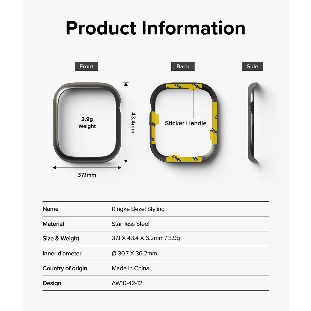 Ringke Bezel Styling for Apple Watch 10 46mm Frame Protection - Metal Smartwatch Accessory