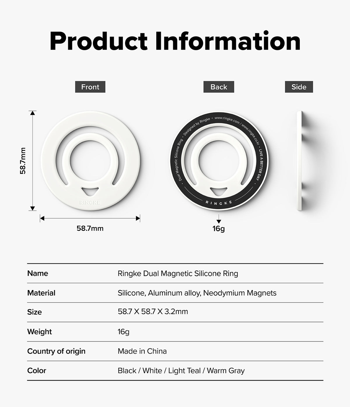 Ringke Dual Magnetic Silicone Ring - Double Sided Magnet Ring Mobile Accessory
