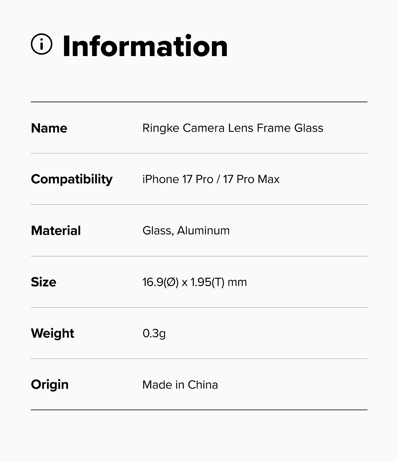 Ringke Camera Lens Frame Protector for Apple iPhone 17 Pro Max / iPhone 17 Pro
