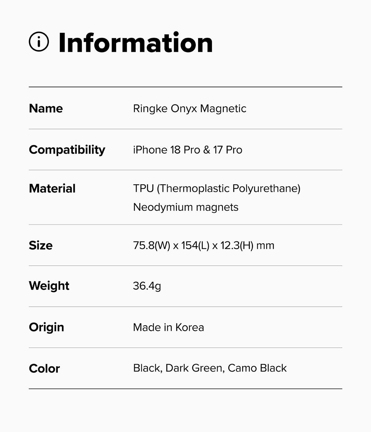 Ringke Onyx Magnetic Case for Apple iPhone 18 Pro / iPhone 17 Pro