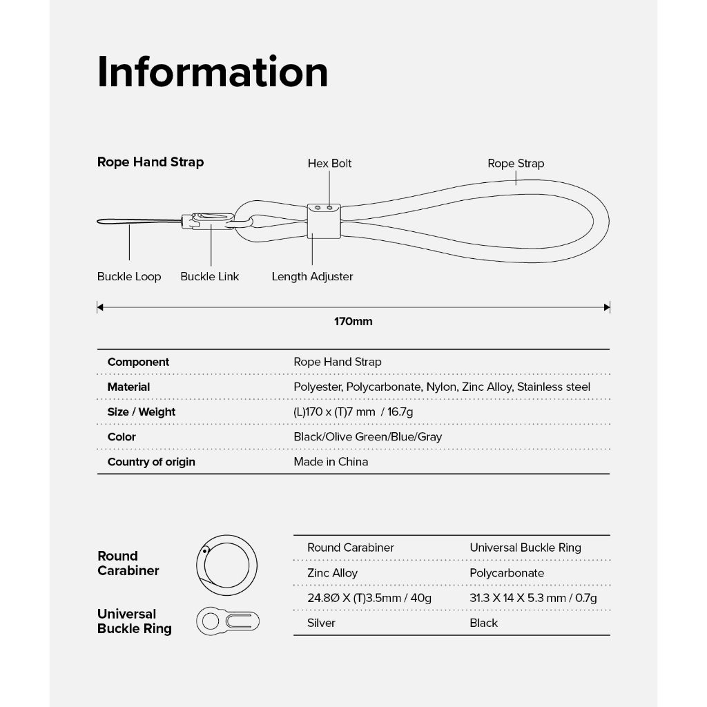 Ringke Rope Hand Strap Compatible for Smartphones and more