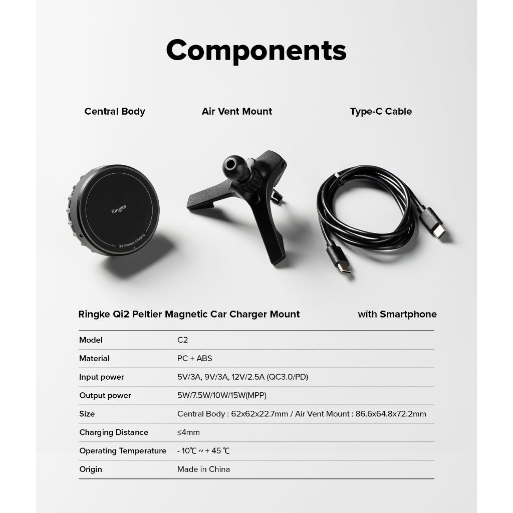 Ringke Qi2 Peltier Magnetic Car Charger Mount
