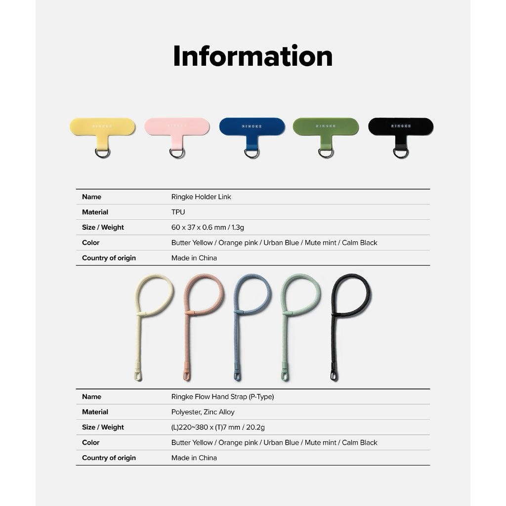 Ringke Holder Link & Flow Hand Strap P-Type for Smartphone Cases