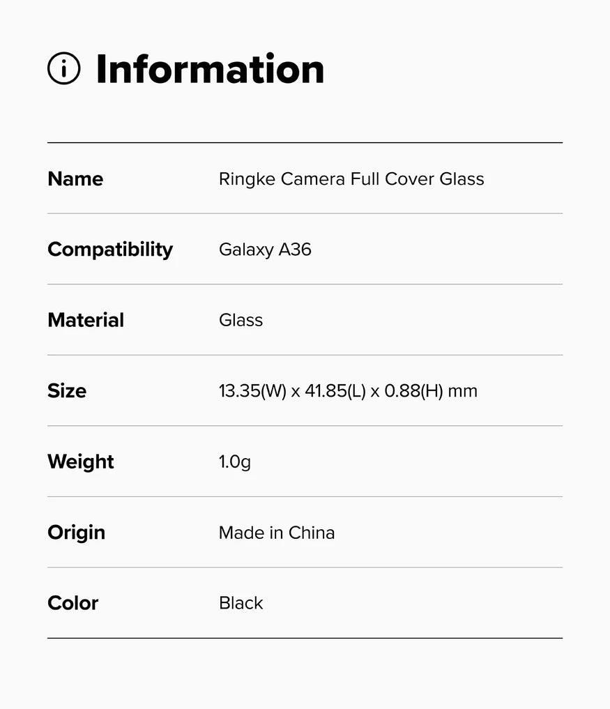 Ringke Camera Full Glass Protector for Samsung Galaxy A36