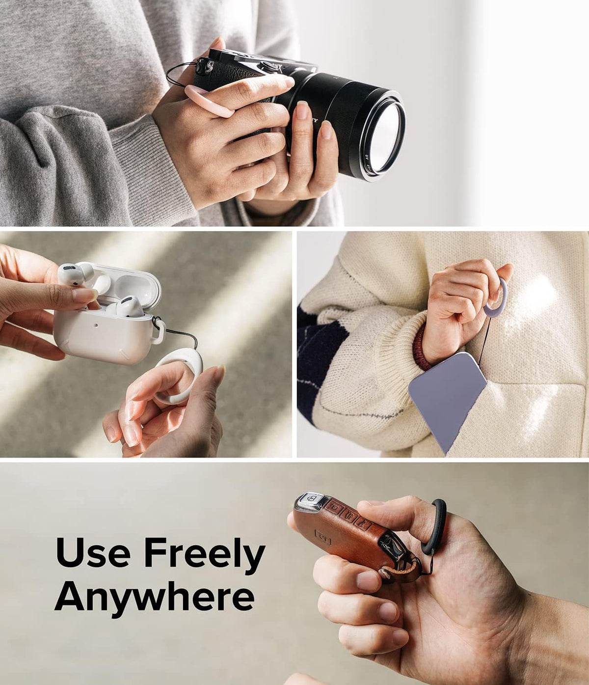 Ringke Finger Ring Strap - Silicone Smartphone Grip Lanyard Holder 2 Pack with Anti-Slip Mount Function