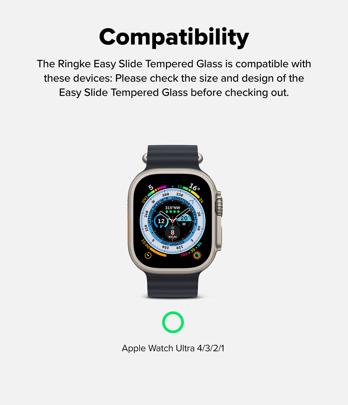 Ringke Easy Slide Tempered Glass for Apple Watch Ultra 4 / 3 / 2 / 1 - Screen Protector
