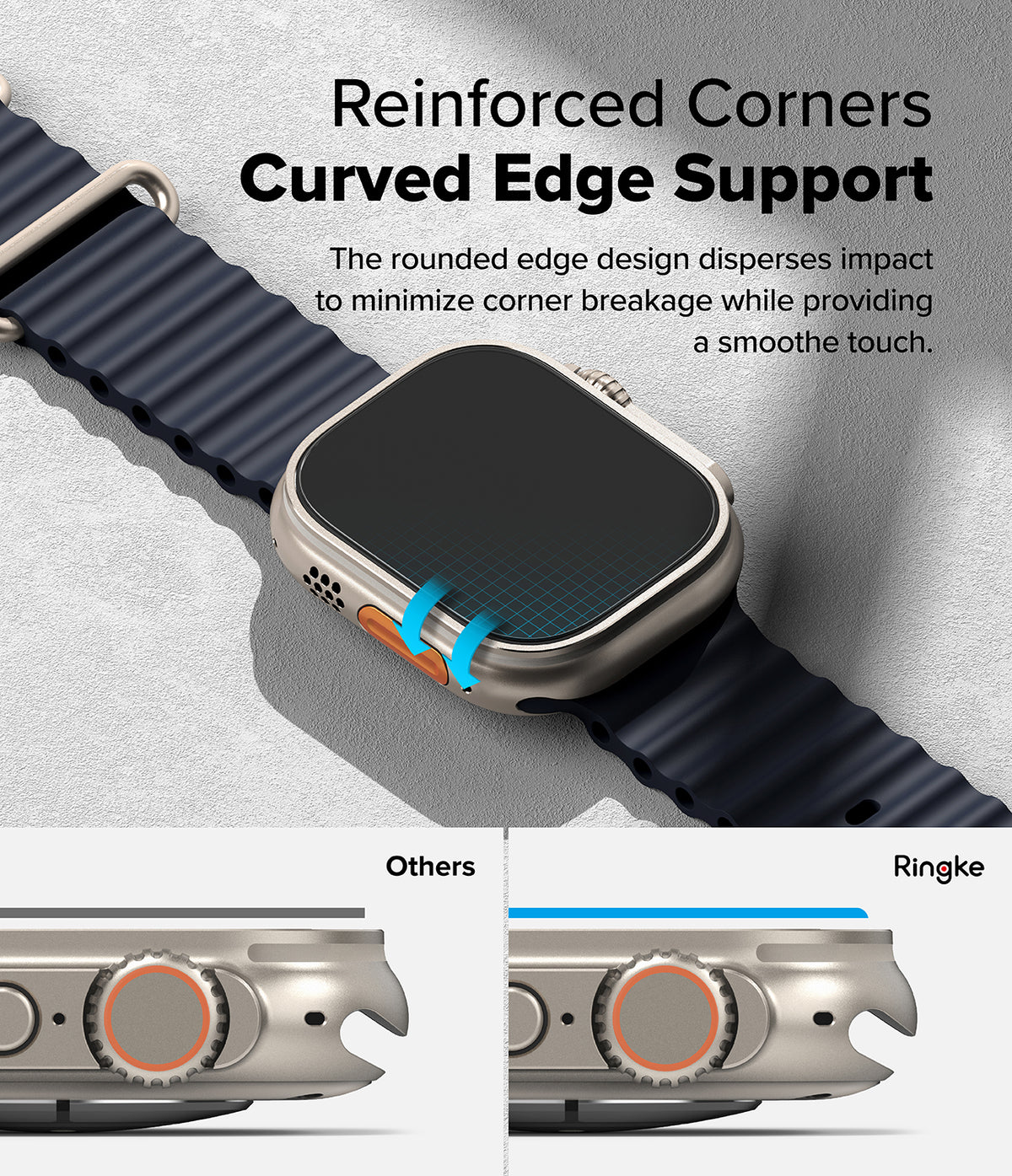 Ringke Easy Slide Tempered Glass for Apple Watch Ultra 4 / 3 / 2 / 1 - Screen Protector