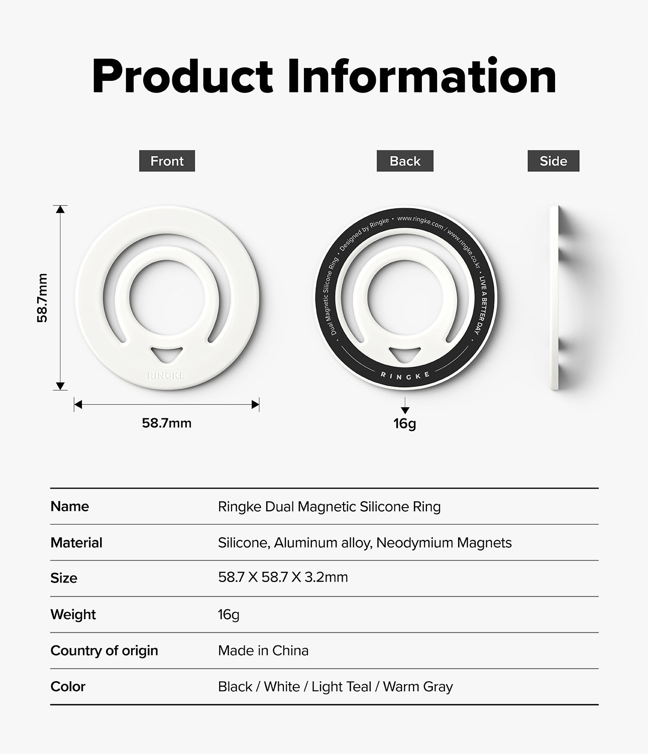 Ringke Dual Magnetic Silicone Ring - Double Sided Magnet Ring Mobile Accessory