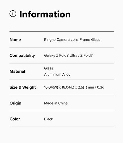 Ringke Camera Lens Frame Protector for Samsung Galaxy Z Fold 8 Ultra
