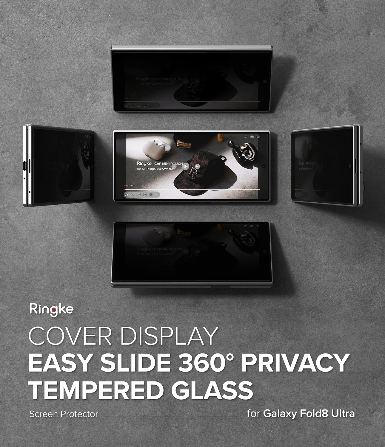 Ringke Privacy Easy Slide 360Â° Cover Display Tempered Glass Protector for Galaxy Z Fold 8 Ultra