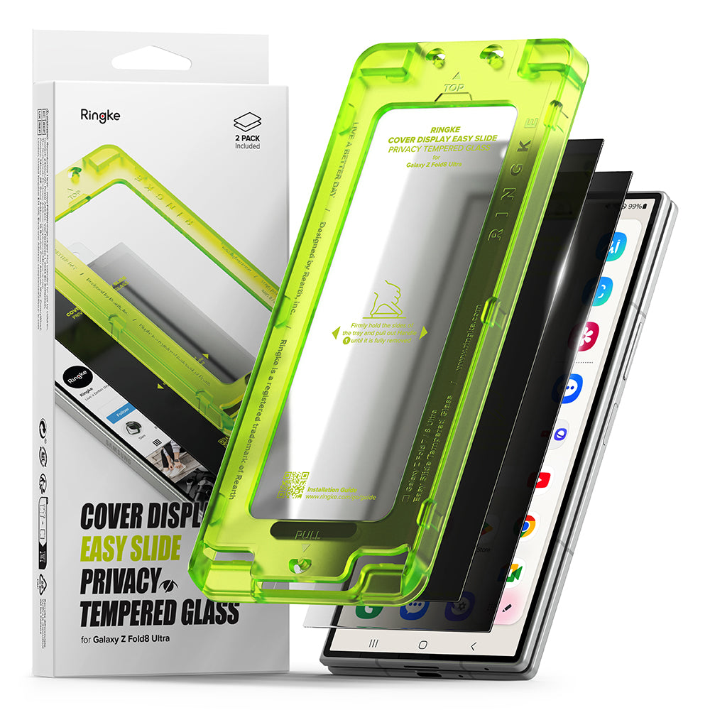 Ringke Privacy Easy Slide Cover Display Tempered Glass Screen Protector for Samsung Galaxy Z Fold 8 Ultra