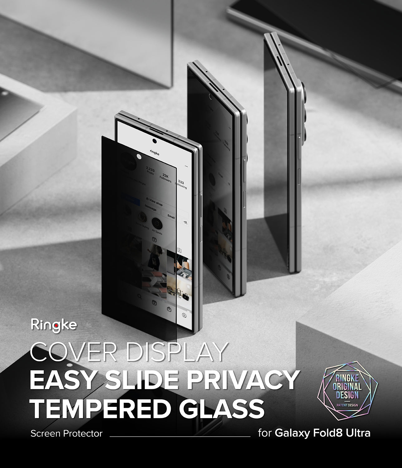 Ringke Privacy Easy Slide Cover Display Tempered Glass Screen Protector for Samsung Galaxy Z Fold 8 Ultra