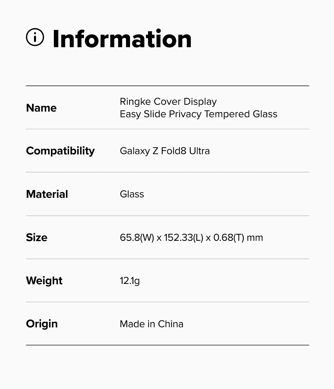 Ringke Privacy Easy Slide Cover Display Tempered Glass Screen Protector for Samsung Galaxy Z Fold 8 Ultra