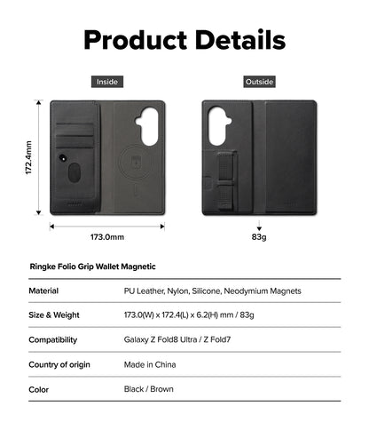 Ringke Folio Grip Wallet Magnetic Cover for Samsung Galaxy Z Fold 8 Ultra - Compatible for Magnetic Cases