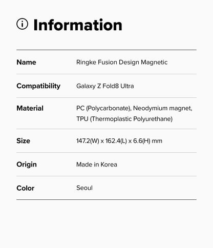 Ringke Fusion Design Magnetic Case for Samsung Galaxy Z Fold 8 Ultra