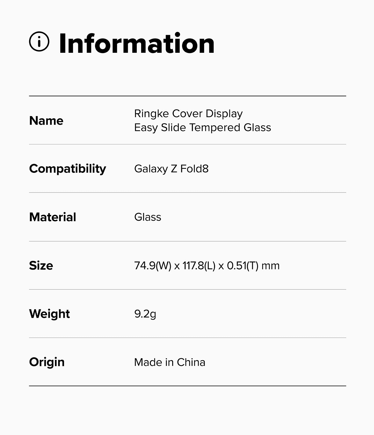 Ringke Easy Silde Cover Display Tempered Glass Screen Protector for Samsung Galaxy Z Fold 8