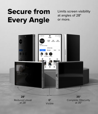 Ringke Privacy 360° Easy Silde Cover Display Tempered Glass Screen Protector for Samsung Galaxy Z Fold 8