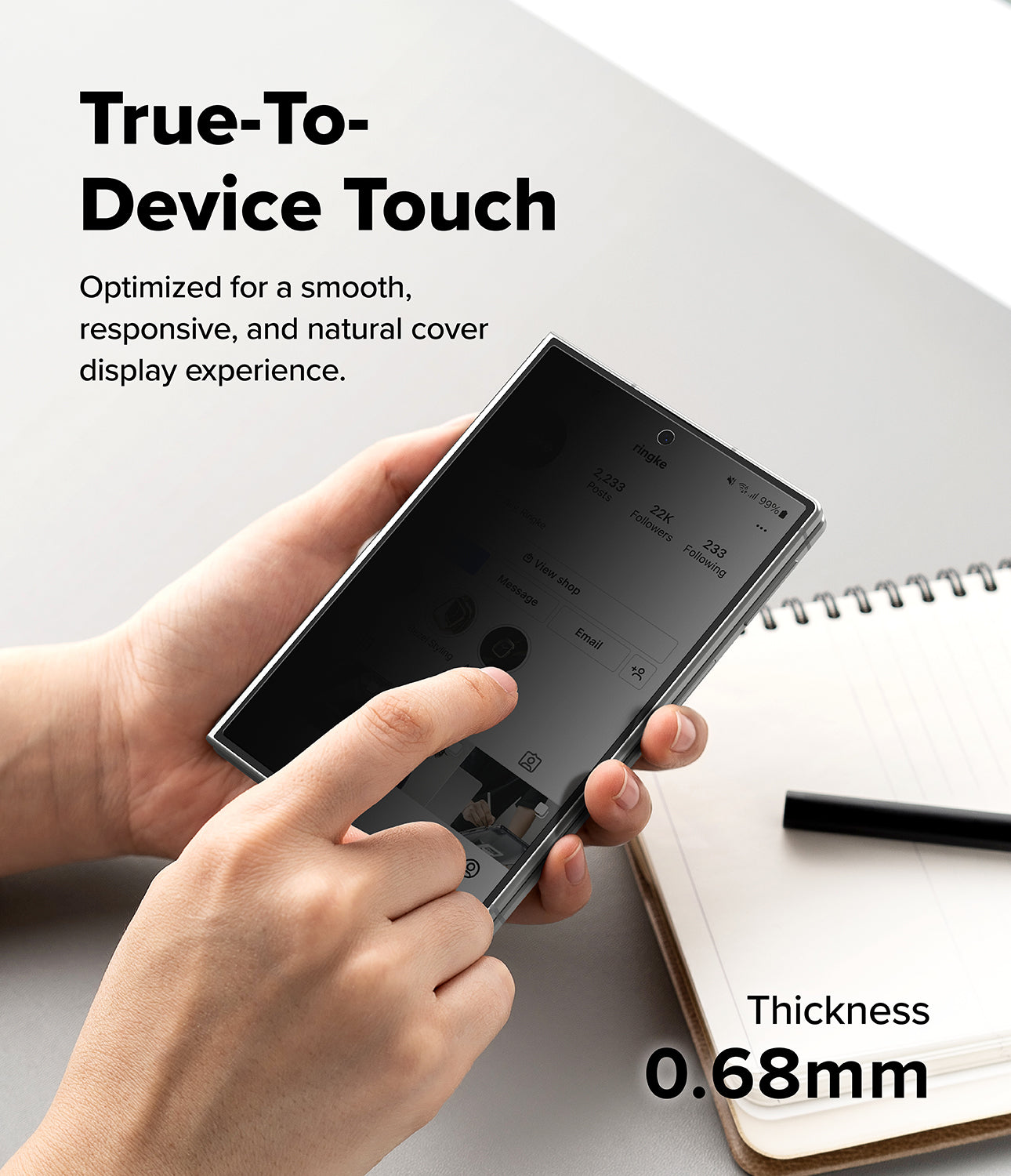 Ringke Privacy Easy Silde Cover Display Tempered Glass Screen Protector for Samsung Galaxy Z Fold 8