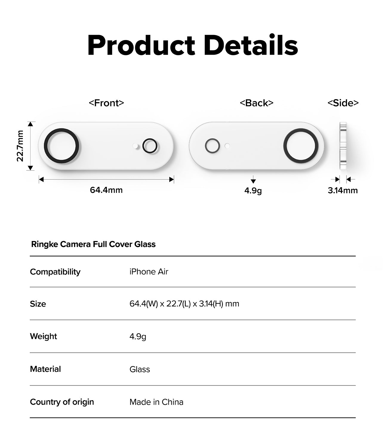 Ringke Camera Protector Tempered Glass for Apple iPhone Air