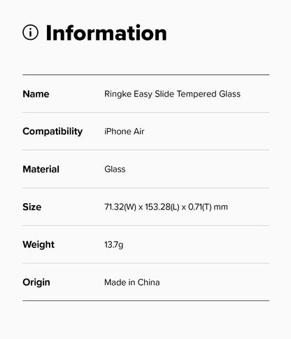 Ringke Easy Slide Tempered Glass Screen Protector for Apple iPhone Air