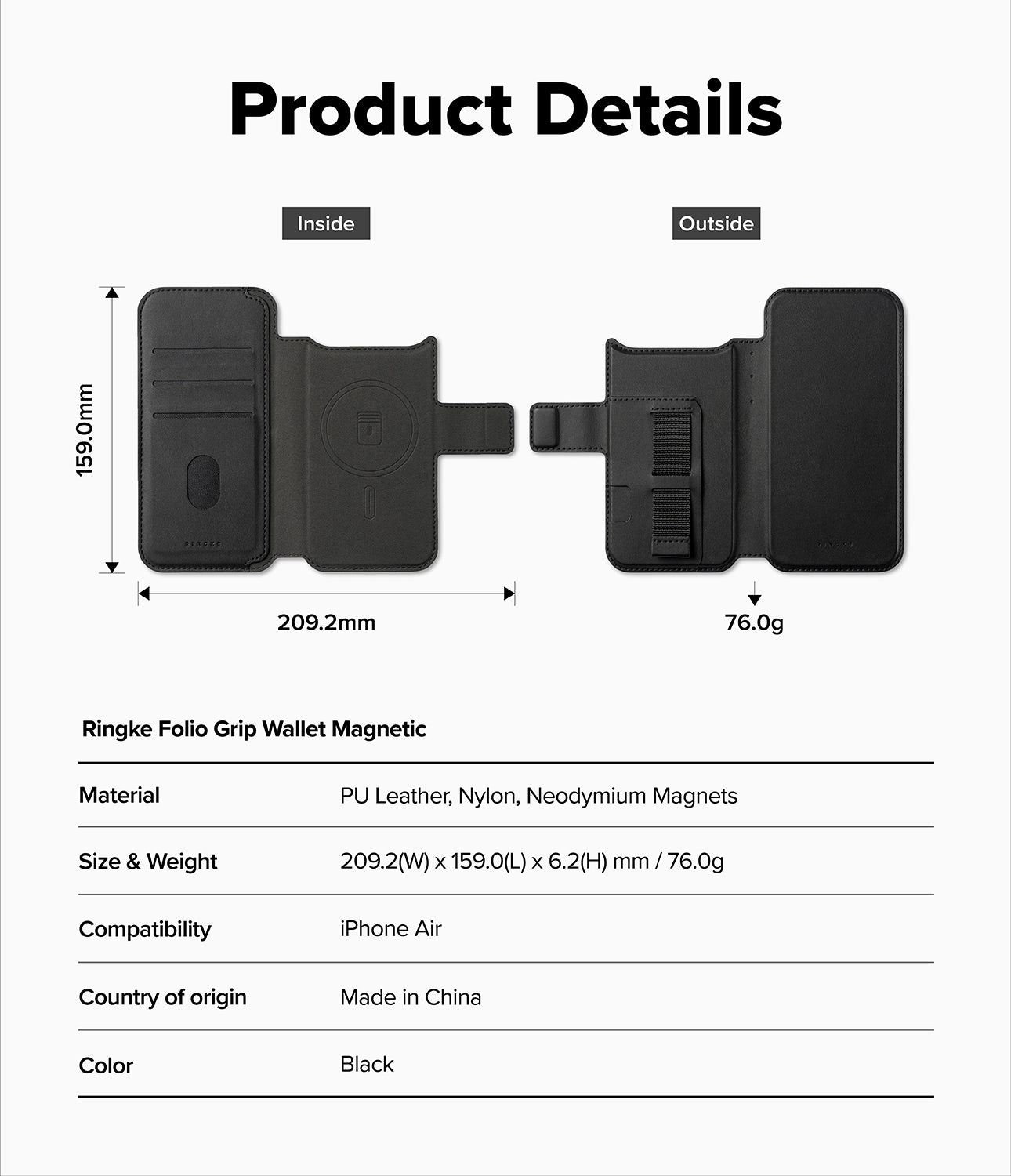 Ringke Folio Grip Wallet Magnetic Case for Apple iPhone Air