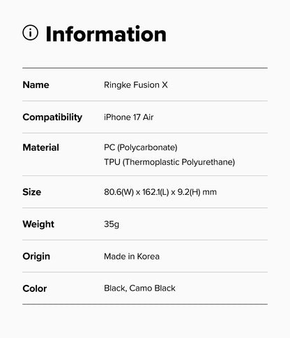 Ringke Fusion X Case for Apple iPhone 17 Air