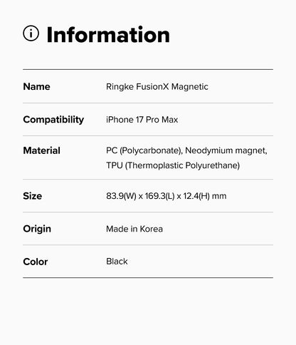 Ringke Fusion X Magnetic Case for Apple iPhone 17 Pro Max