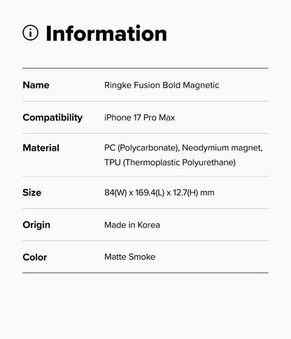 Ringke Fusion Bold Magnetic Case for Apple iPhone 17 Pro Max
