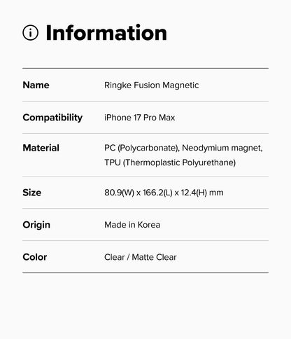 Ringke Fusion Magnetic Case for Apple iPhone 17 Pro Max