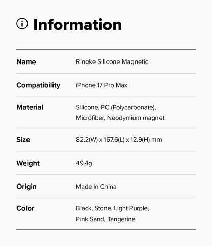 Ringke Silicone Magnetic Case for Apple iPhone 17 Pro Max