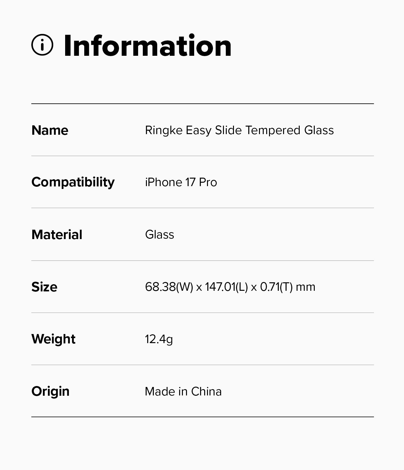 Ringke Easy Slide Tempered Glass Screen Protector for Apple iPhone 17 Pro