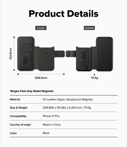 Ringke Folio Grip Wallet Magnetic Accessory for Apple iPhone 17 Pro
