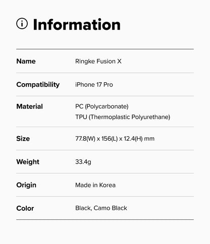 Ringke Fusion X Case for Apple iPhone 17 Pro