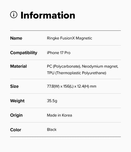 Ringke Fusion X Magnetic Case for Apple iPhone 17 Pro