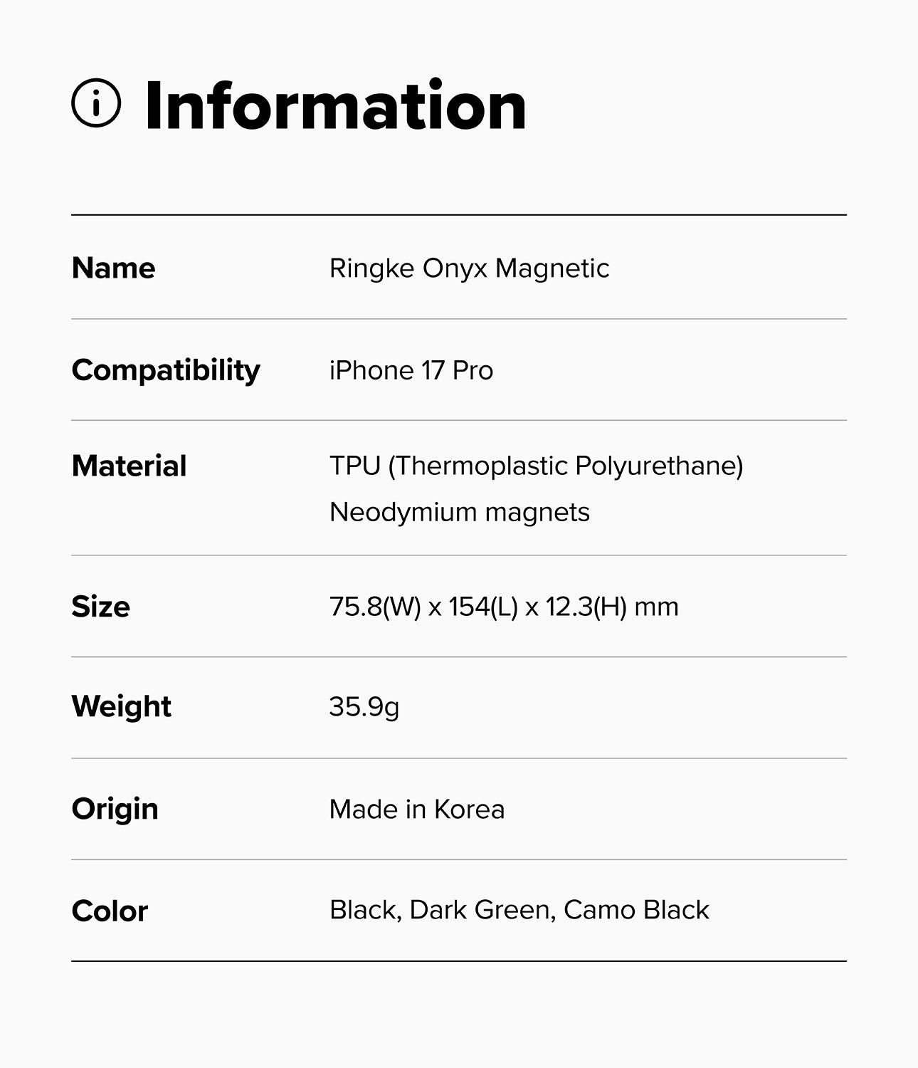 Ringke Onyx Magnetic Case for Apple iPhone 17 Pro