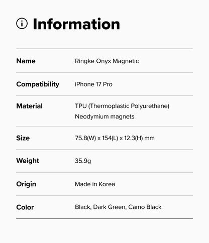 Ringke Onyx Magnetic Case for Apple iPhone 17 Pro