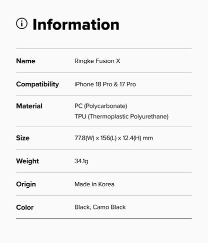 Ringke Fusion X Case for Apple iPhone 18 Pro / iPhone 17 Pro