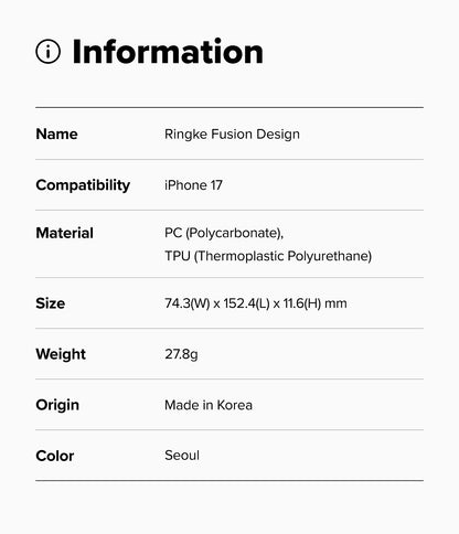 Ringke Fusion Design Case for Apple iPhone 17