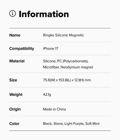 Ringke Silicone Magnetic Case for Apple iPhone 17