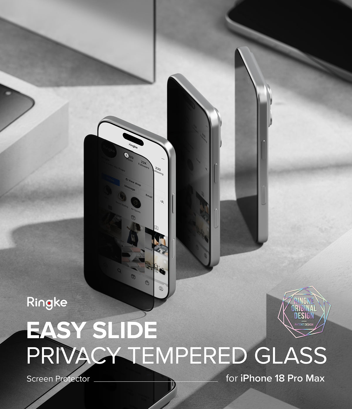 Ringke Privacy Easy Slide Tempered Glass Screen Protector for Apple iPhone 18 Pro Max