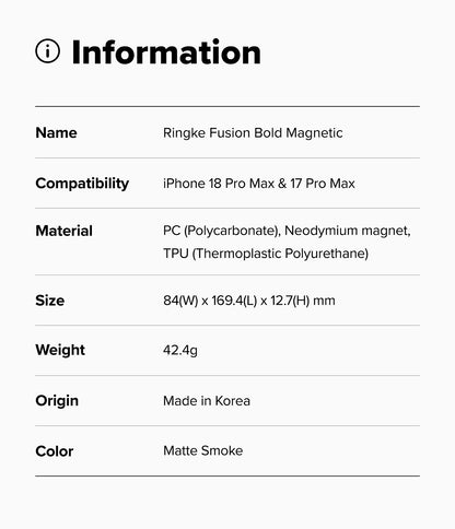 Ringke Fusion Bold Magnetic Case for Apple iPhone 18 Pro Max / 17 Pro Max