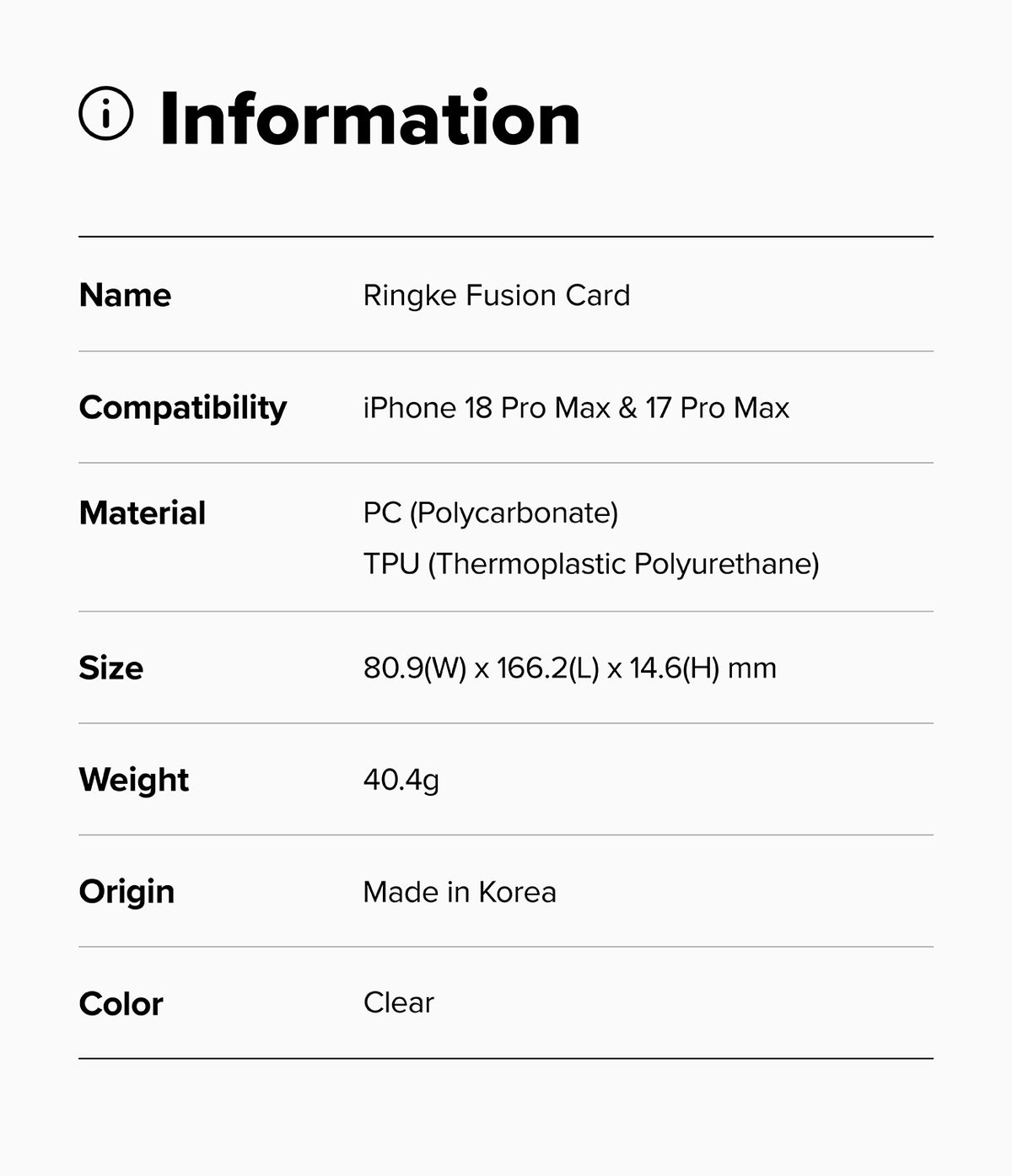 Ringke Fusion Card Case for Apple iPhone 18 Pro Max / iPhone 17 Pro Max