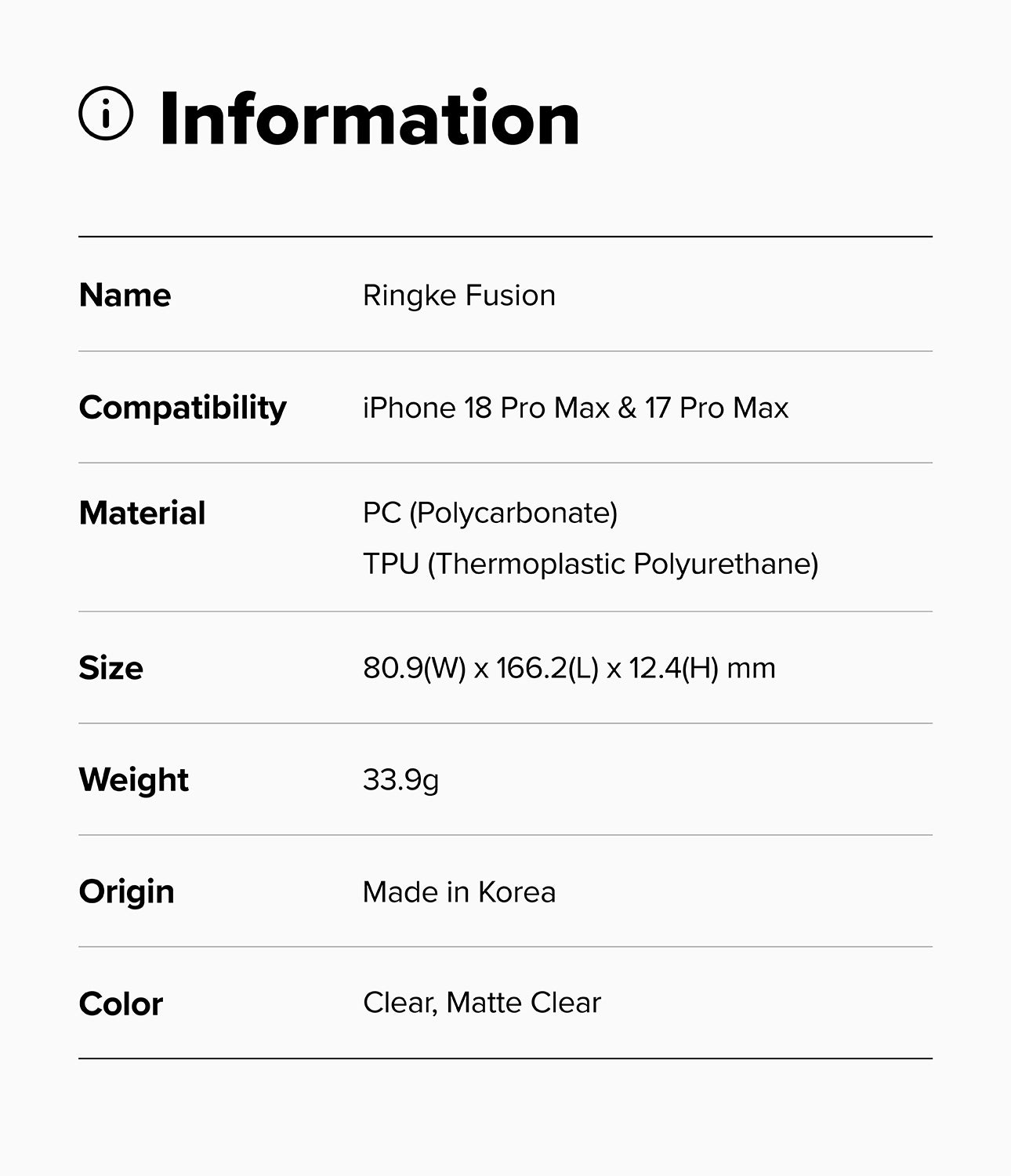 Ringke Fusion Case for Apple iPhone 18 Pro Max