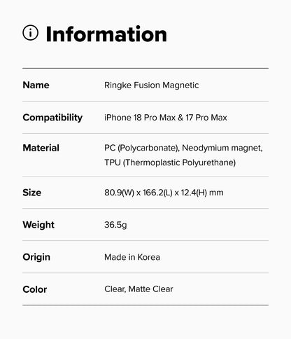Ringke Fusion Magnetic Case for Apple iPhone 18 Pro Max
