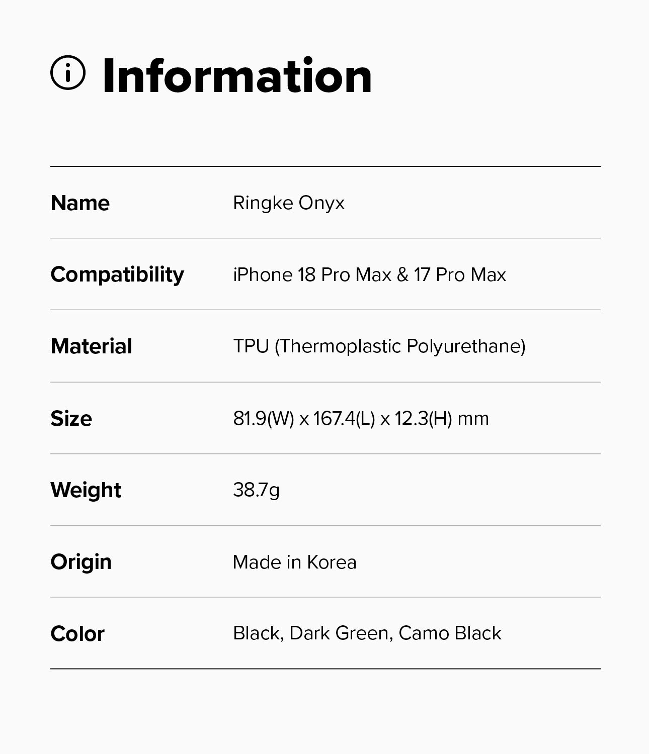 Ringke Onyx Case for Apple iPhone 18 Pro Max