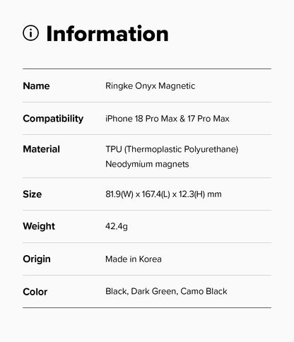 Ringke Onyx Magnetic Case for Apple iPhone 18 Pro Max/ iPhone 17 Pro Max