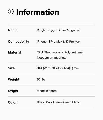 Ringke Rugged Gear Magnetic Case for Apple iPhone 18 Pro Max / 17 Pro Max