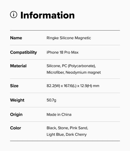 Ringke SIlicone Magnetic Case for Apple iPhone 18 Pro Max