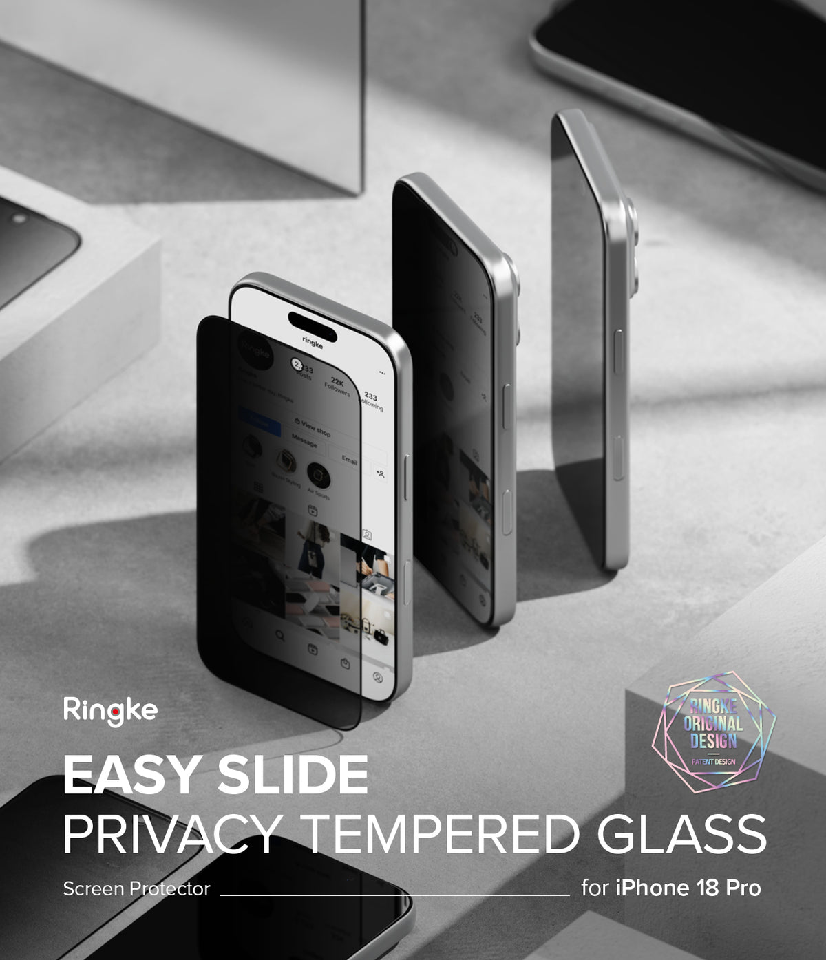 Ringke Privacy Easy Slide Tempered Glass Screen Protector for Apple iPhone 18 Pro