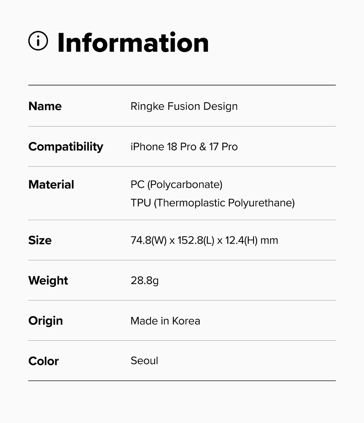 Ringke Fusion Design Case for Apple iPhone 18 Pro / iPhone 17 Pro